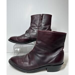 Tony Lama Men's Oxblood Red Western Boot Zip Closure Ankle Length Leather Sz 13B